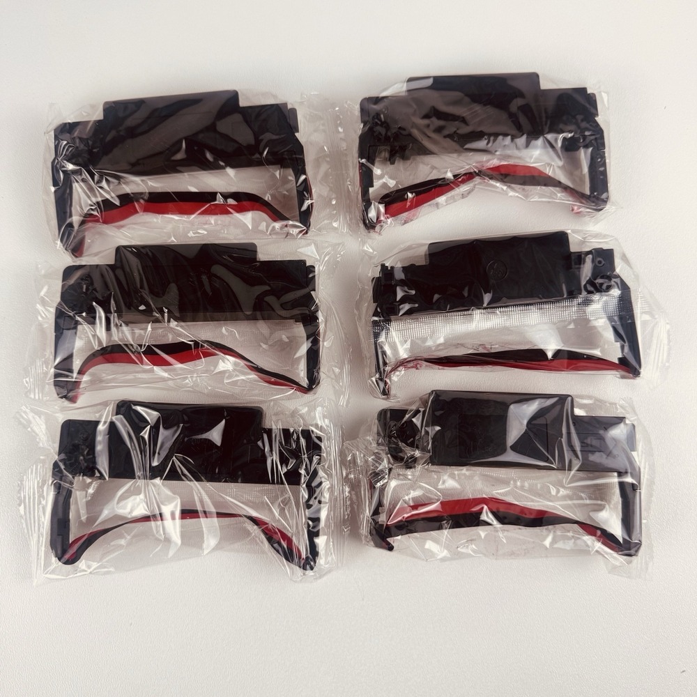 6 Pack - Epson ERC30 ERC34 ERC38 - Compatible Black & Red Printer Ribbons